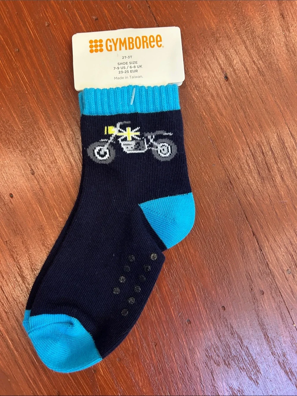 Gymboree Navy and Bright Blue Motorcycle Grip Sock